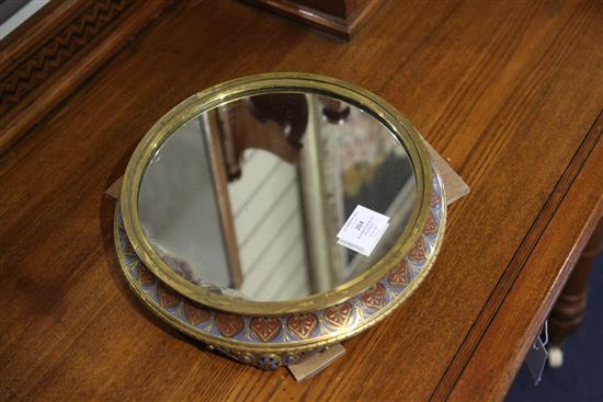 An Elkington & Co champleve enamel and gilt metal mirrored plateau, late 19th century Diam 12in.